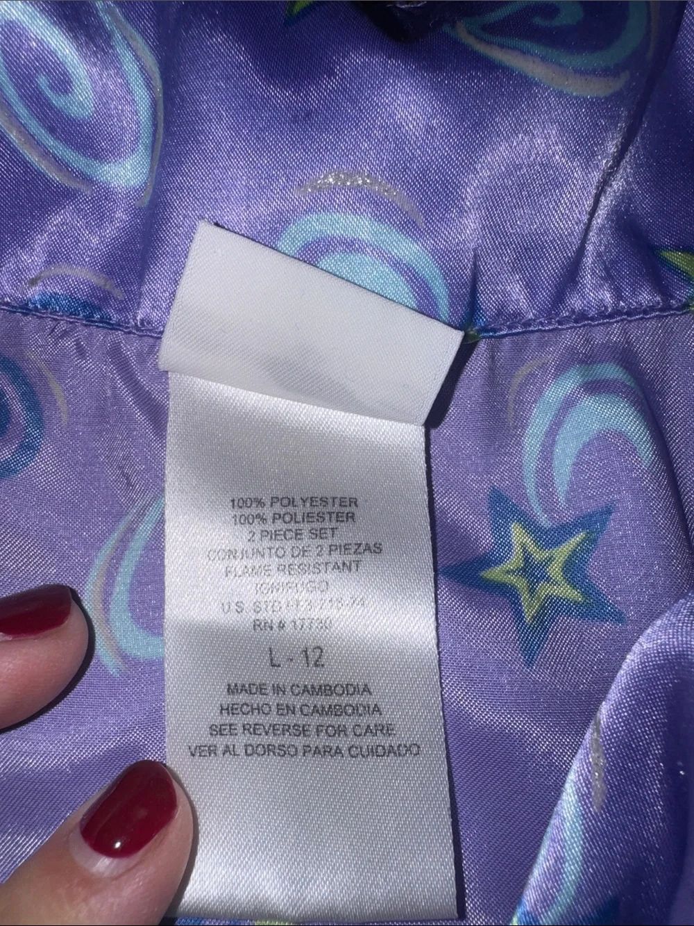 Y2K Xhilaration Kids Purple Star & Moon Pajama Set size L 12